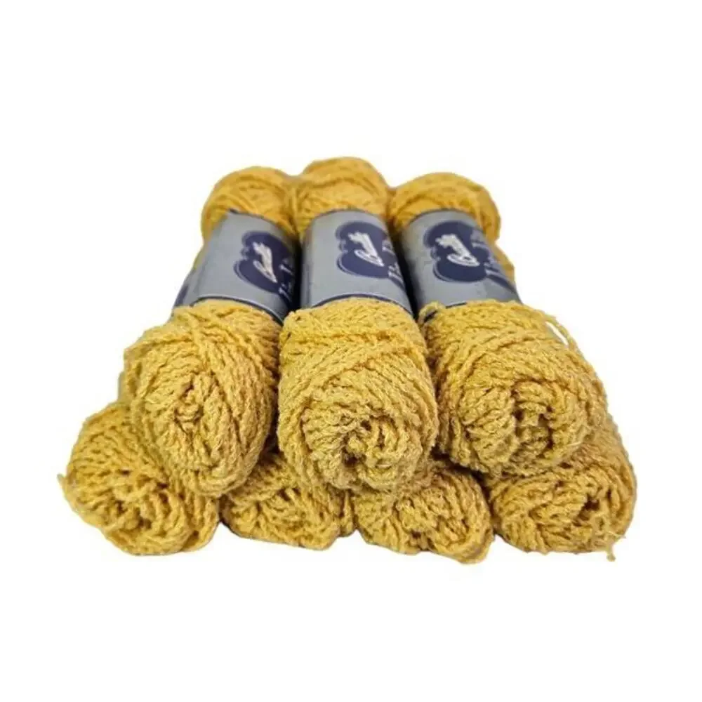 Bucilla Lin Lite Knitting Yarn Lot of 7 Skeins Gold Yellow Linen Acrylic Color 4